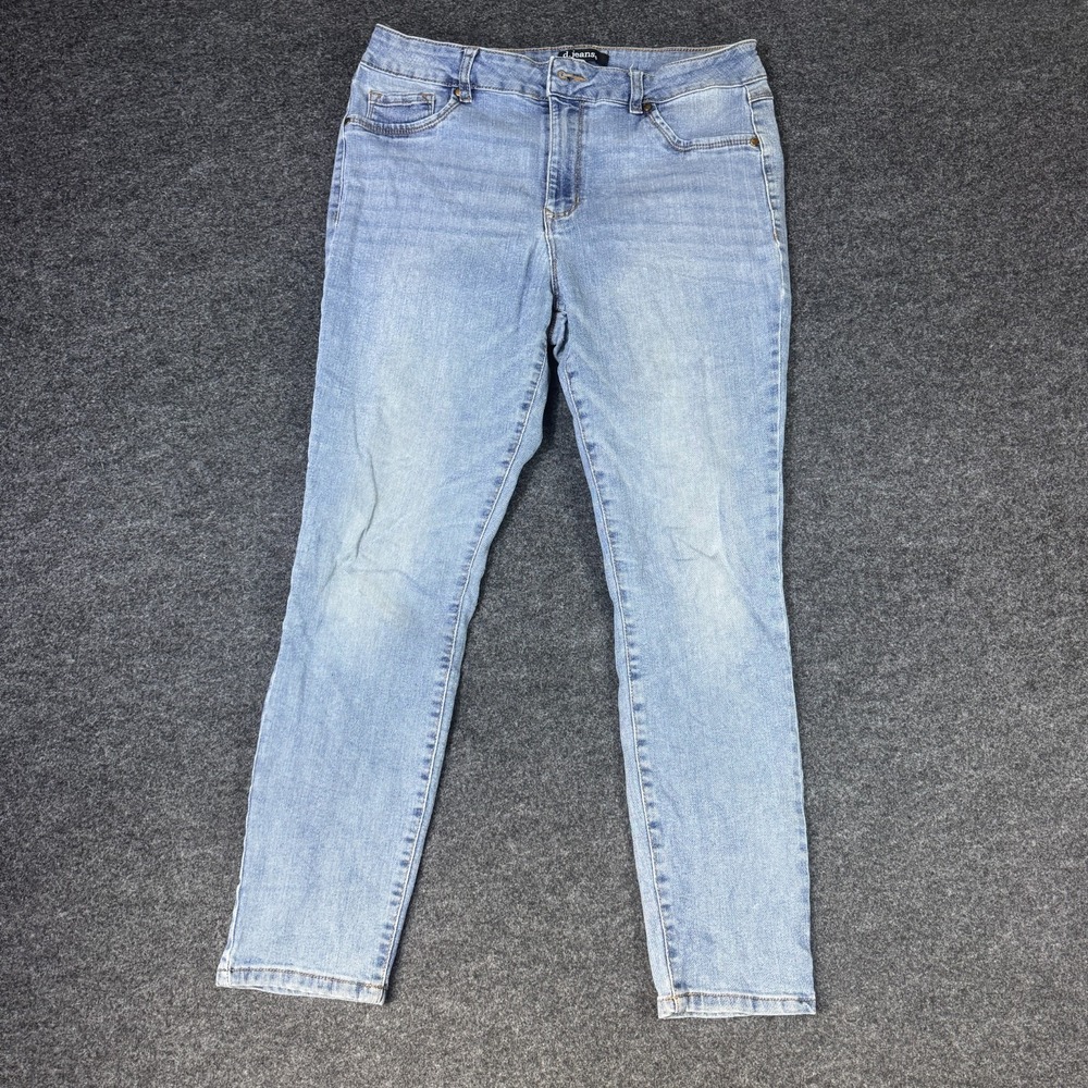 D. Jeans Skinny Jeans Womens 12 Blue Denim Stretch Whiskered Light Wash 5 Pocket